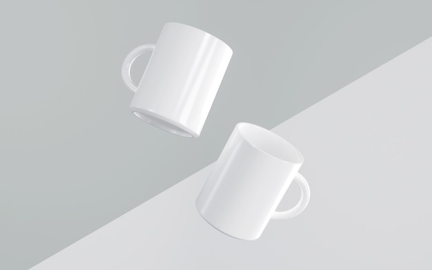 double tasse blanche flottante