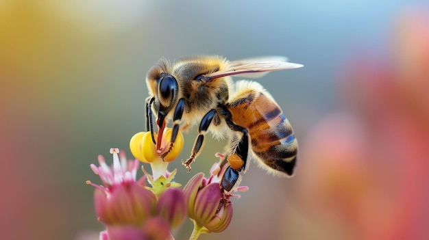 Avec une douce détermination, une abeille explore les profondeurs d'une fleur pour recueillir le précieux pollen qui soutient sa colonie à travers les saisons.
