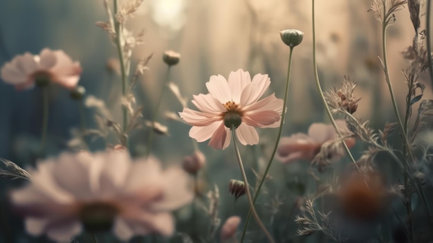 Douce fleur douce et rêveuse pour fond de romance d'amour AI générative