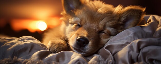 Photo une douce image d'un chiot qui dort profondément