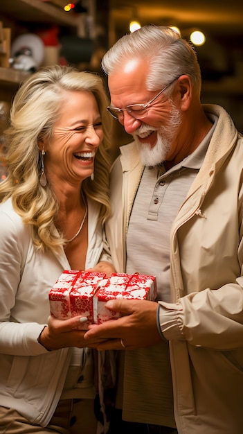 Une douce surprise La célébration romantique de la Saint-Valentin d'un jeune couple avec un échange de cadeaux sincères