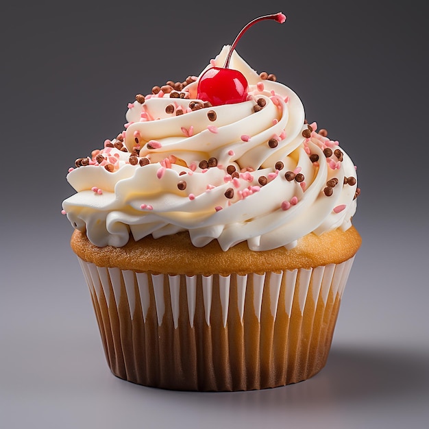 La douce tentation Vue rapprochée d'un cupcake sur fond blanc