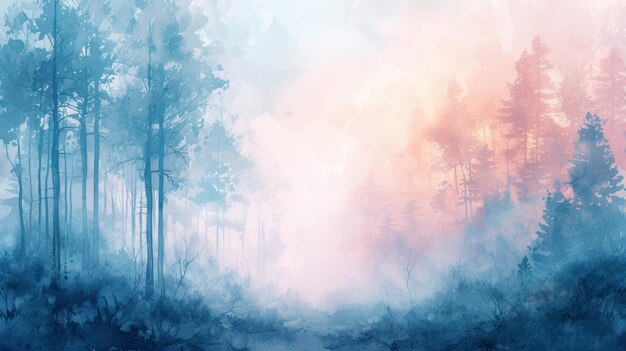 Photo les douces teintes pastel se mélangent harmonieusement, évoquant une scène de forêt rêveuse peinte avec des aquarelles délicates.