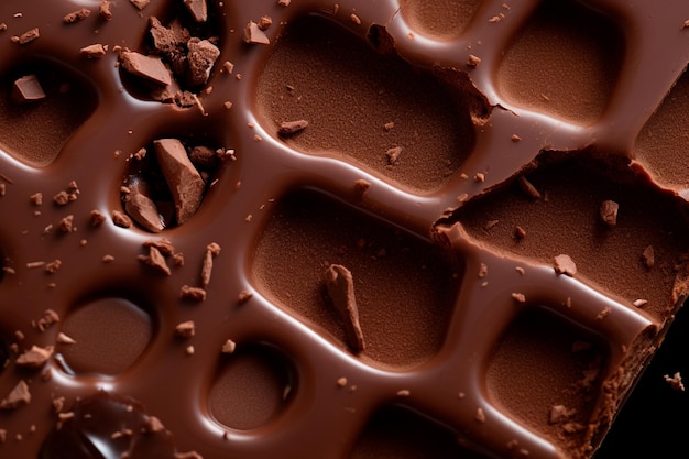 Douceur de près Un regard appétissant sur l'arrière-plan d'une barre de chocolat soulignant la douceur irrésistible du chocolat