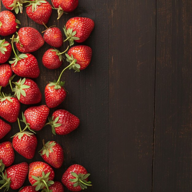 La douceur rétro Des fraises affichées sur un fond vintage en bois noir Pour les médias sociaux Post Si