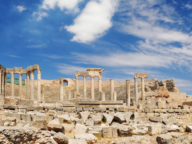 Dougga, ruines romaines. Patrimoine mondial de l'Unesco en Tunisie.