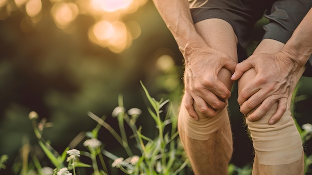 Photo douleurs aux articulations du genou chez l'homme caucasien concept d'ostéoarthrite arthrite rhumatoïde ou lésion du ligament