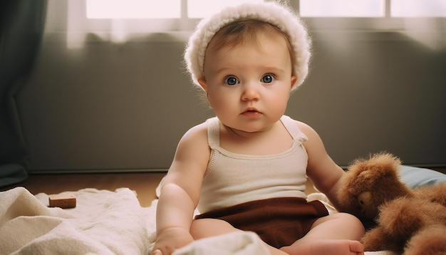 Doux bébé pose pour la caméra