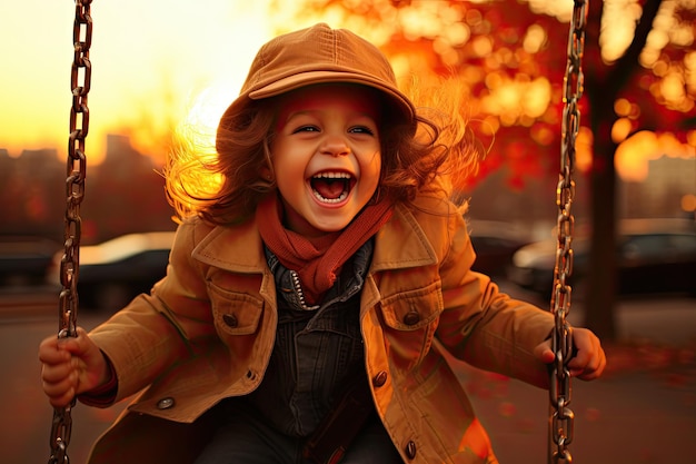 Un doux enfant qui s'amuse à se balancer