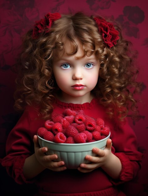 Photo les doux moments de l'enfance une fille qui apprécie les framboises