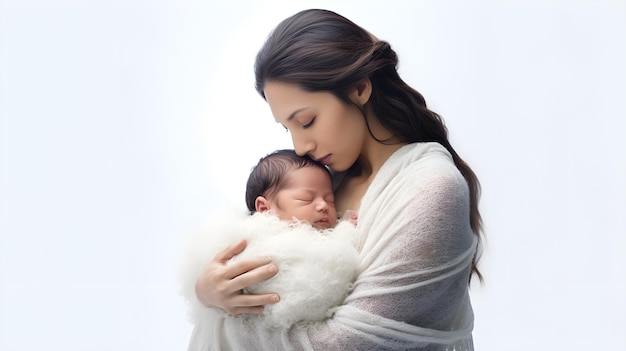 Doux nouveau-né bercé dans des bras doux, un moment tendre figé dans le temps