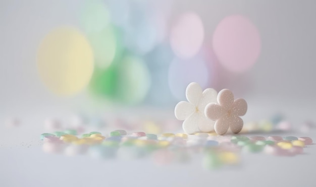 Doux Pastel Saint Patrick's Day Clover Sweet Candy Background avec Bokeh.