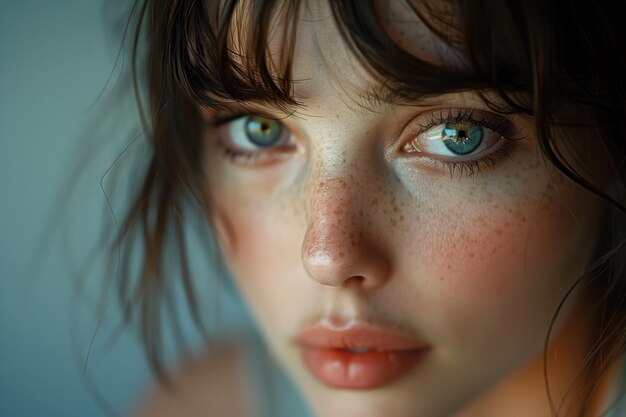 Photo le doux regard du regret un portrait poignant de la tristesse dans l'étreinte douce de la lumière de la fin de l'après-midi