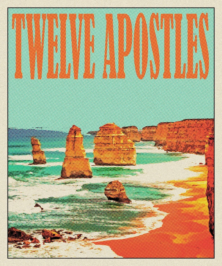 Photo les douze apôtres affiche de voyage rétro