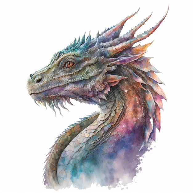 Dragon aquarelle hyperréaliste