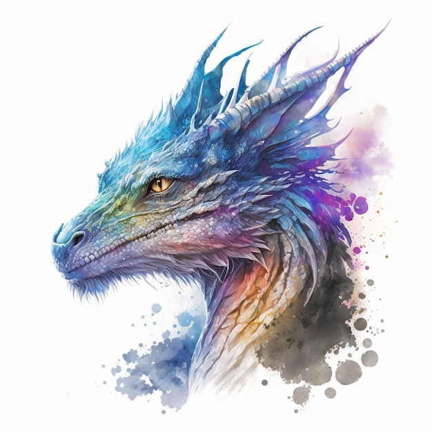 Dragon aquarelle hyperréaliste