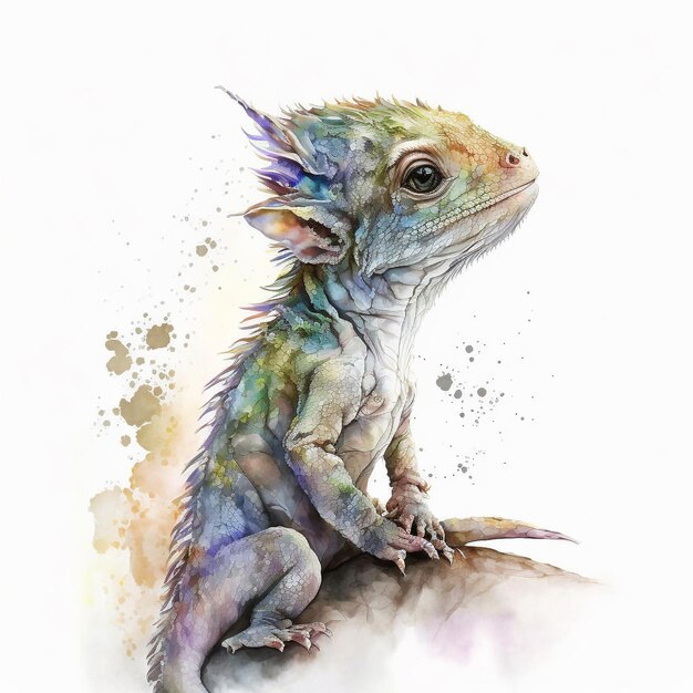 Dragon aquarelle hyperréaliste