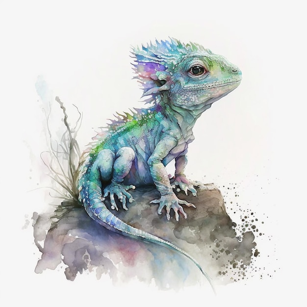 Dragon aquarelle hyperréaliste