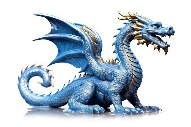 dragon asiatique bleu nouvel an chinois
