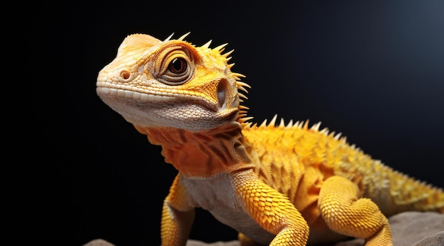 Le dragon barbu Pogona vitticeps sur fond noir