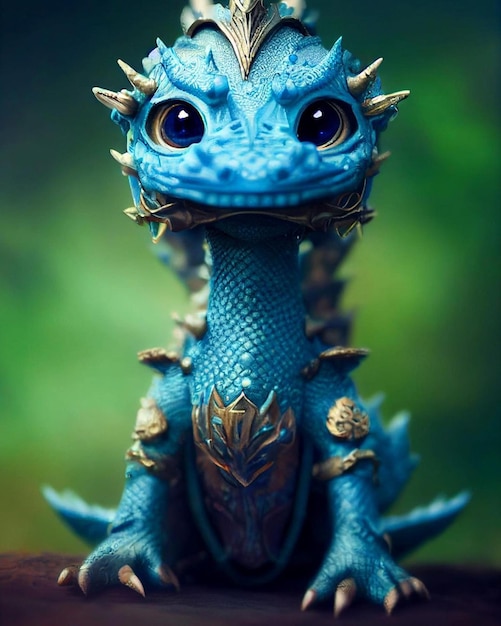 Un dragon bleu avec un dragon bleu dessus