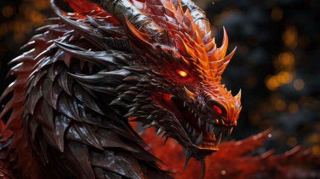 dragon de bois rouge pour le nouvel un chinois