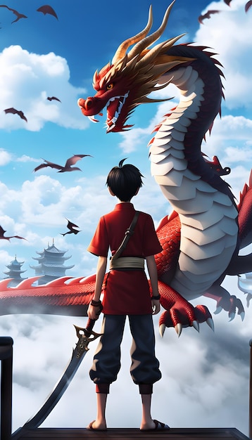 dragon chinois et enfants