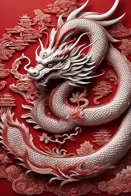 dragon chinois avec un motif sur le fond