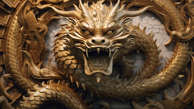 Un dragon chinois sur le mur Ai Generative