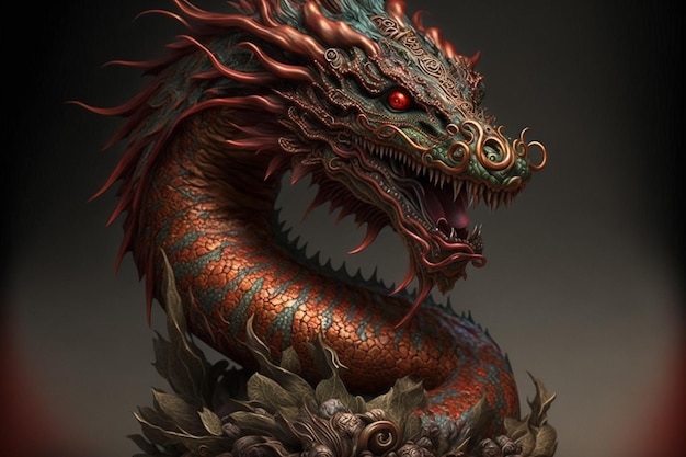 Dragon chinois traditionnel sur fond sombre illustration