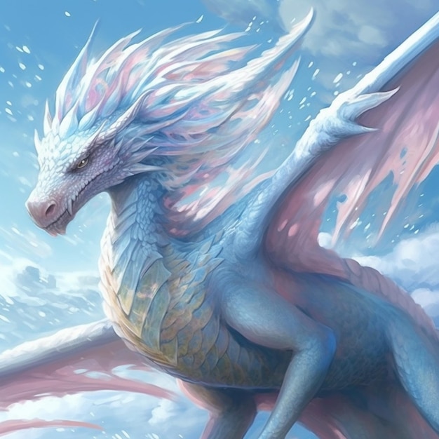 Un dragon dans le ciel avec des nuages