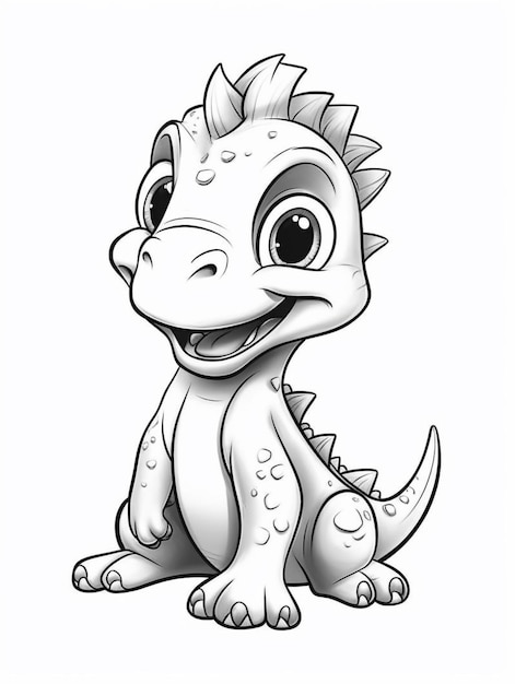 Un dragon de dessin animé assis avec un grand sourire sur son visage ai génératif