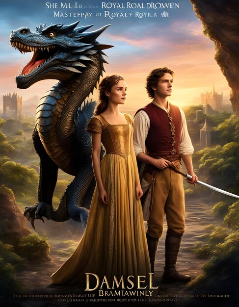 Photo un dragon et un dragon sont sur une affiche d'un film