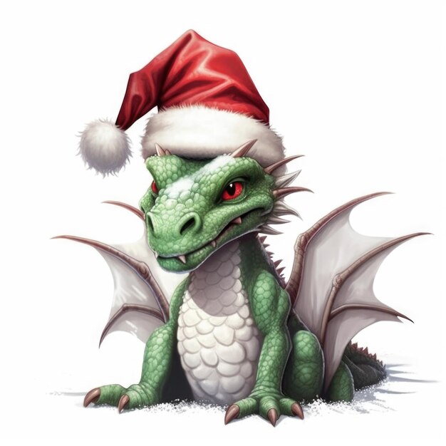 Dragon du vent portant un bonnet de Noel