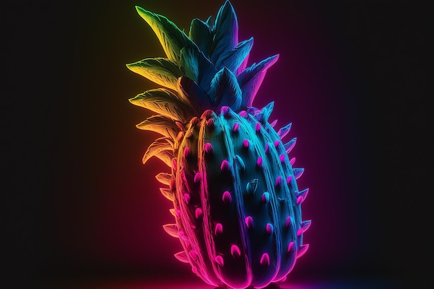 Dragon Fruit néon vecteur illustartion ai art généré