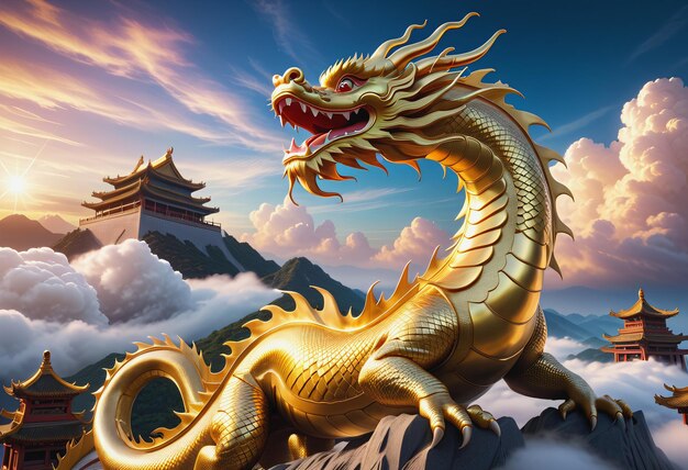 un dragon sur une montagne