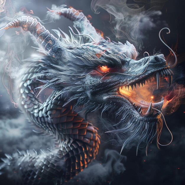 un dragon avec le mot dragon dessus