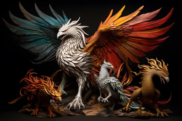 le dragon mythique et le griffon