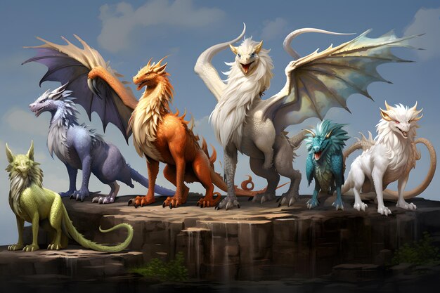 le dragon mythique et le griffon