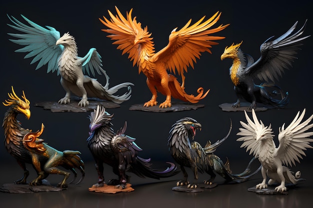 Photo le dragon mythique et le griffon