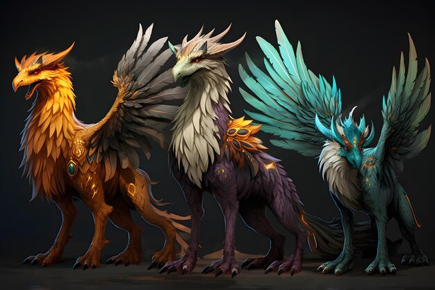 le dragon mythique et le griffon