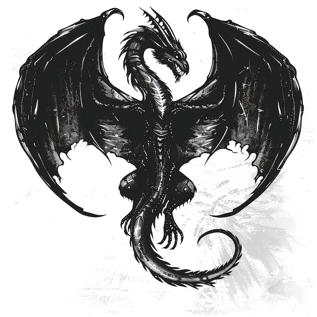 un dragon noir avec un fond blanc et un dragon black sur la gauche