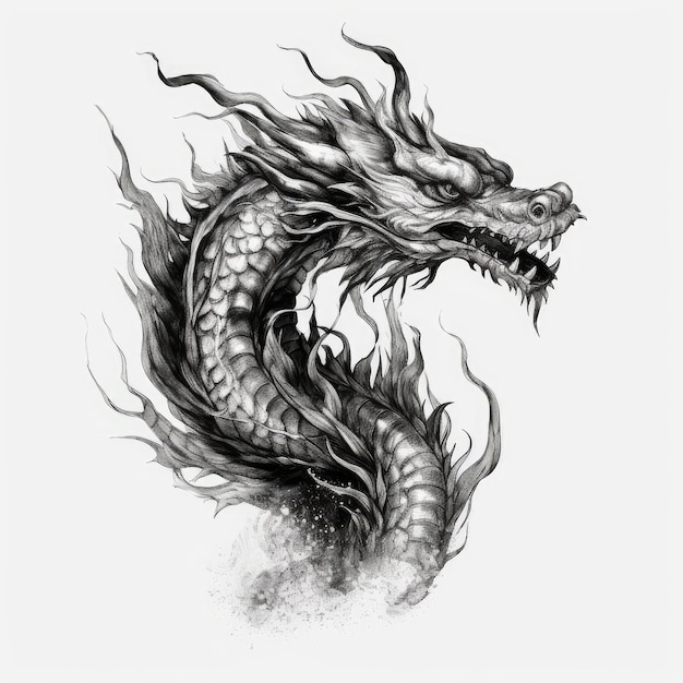 Un dragon noir avec une grosse tête et un gros corps.