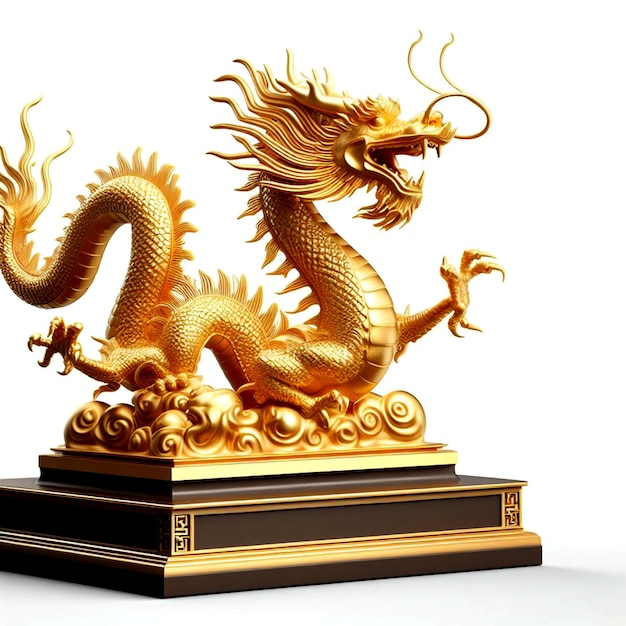 dragon d'or debout sur le podium