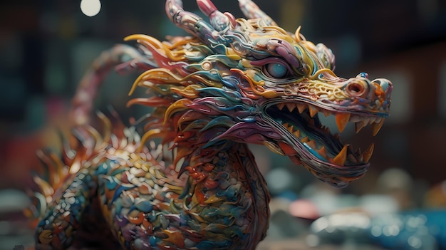 Photo le dragon traditionnel chinois représentation colorée du dragon
