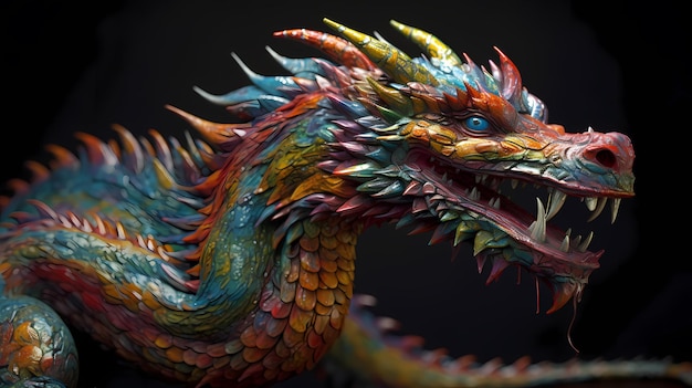 Le dragon traditionnel chinois représentation colorée du dragon