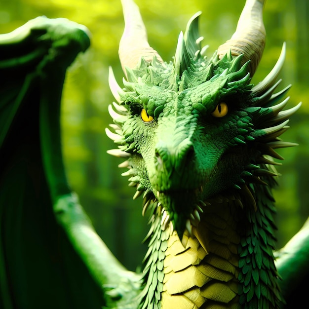 Le dragon vert est le protecteur de la forêt sacrée.