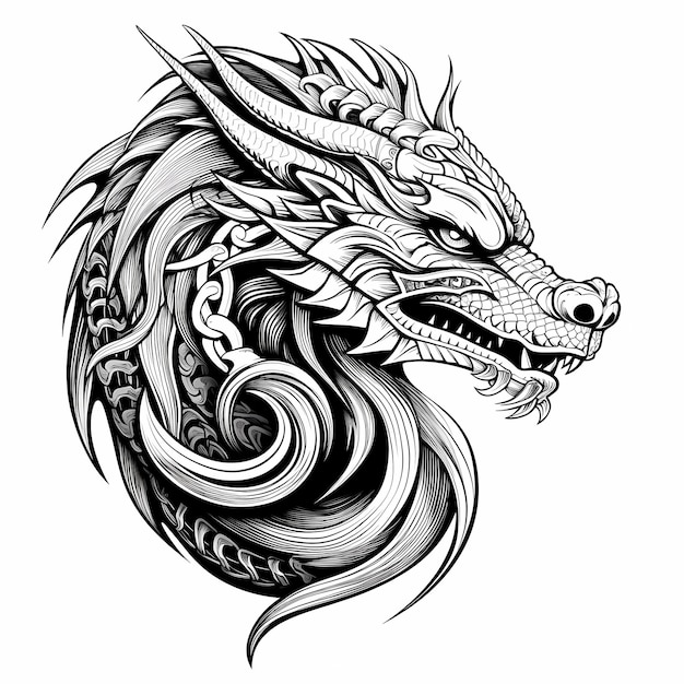 Dragon viking dans le style de tatouage nordique