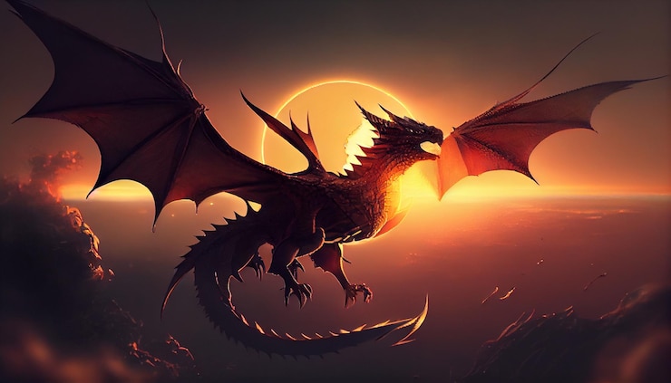 Photo un dragon volant au-dessus d'une pleine lune