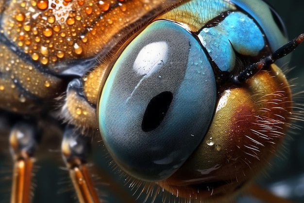 Photo dragonfly eye macro du complexe d'insectes